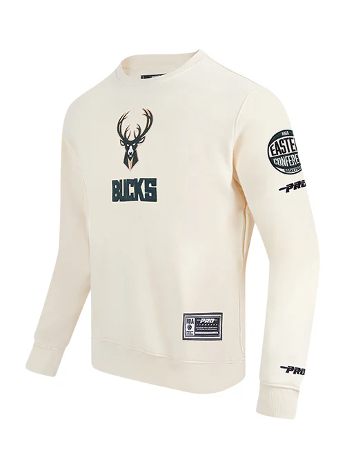 Pro Standard Modern Original Milwaukee Bucks Cream Crewneck Sweatshirt - Image 3