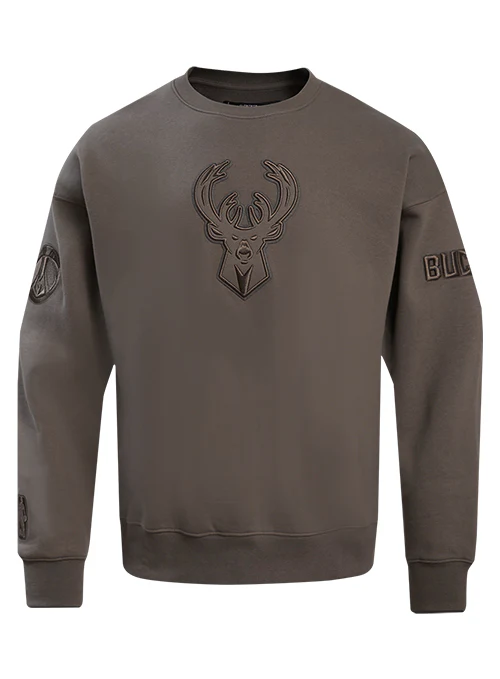 Pro Standard Neutral Brown Milwaukee Bucks Crewneck Sweatshirt
