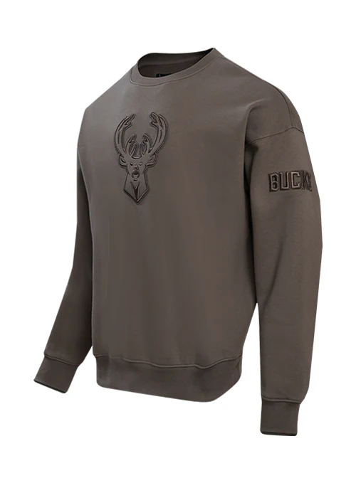 Pro Standard Neutral Brown Milwaukee Bucks Crewneck Sweatshirt - Image 3