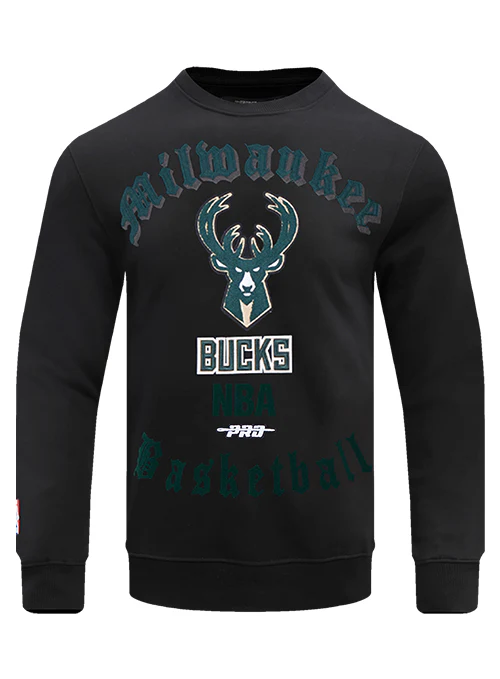 Pro Standard Old English Milwaukee Bucks Crewneck Sweatshirt