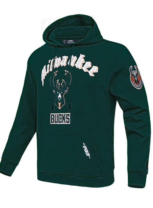Pro Standard Old English Milwaukee Bucks Hooded Sweatshirt - Image 3