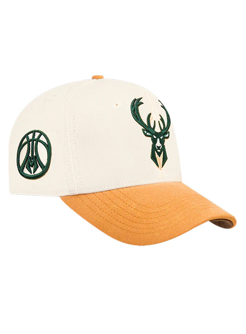 Pro Standard Signature Suede Cream Milwaukee Bucks Arc Adjustable Hat - Image 2