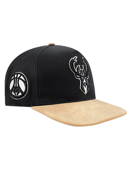 Pro Standard Signature Suede Black Milwaukee Bucks Snapback Hat - Image 2