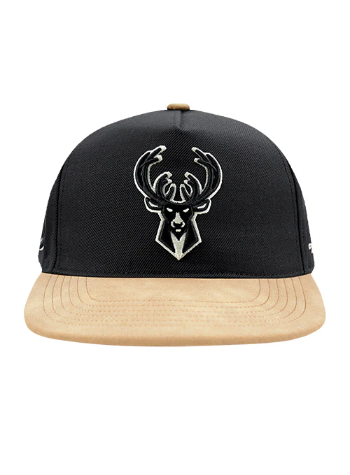 Pro Standard Signature Suede Black Milwaukee Bucks Snapback Hat - Image 3