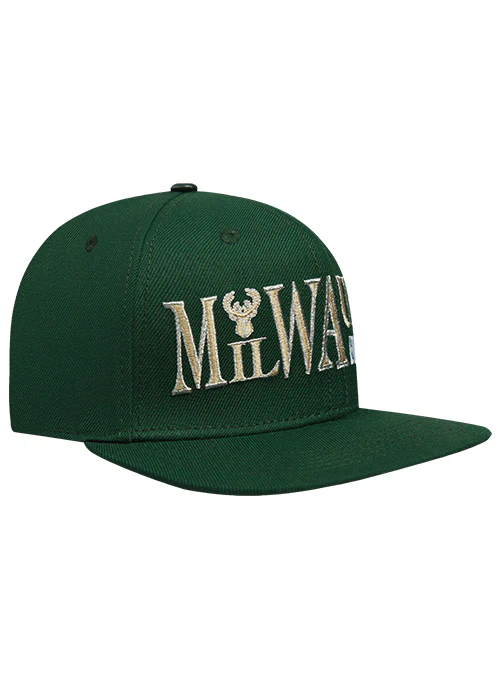 Pro Standard Typetallic Milwaukee Bucks Strapback Hat - Image 3