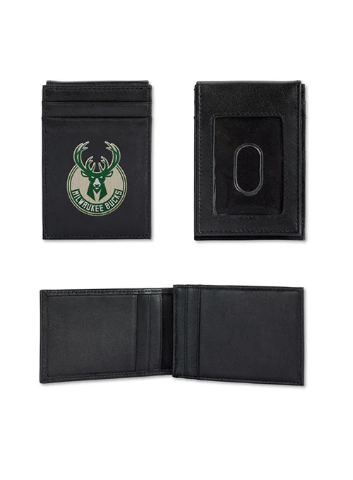 Rico Leather Black Milwaukee Bucks Front Pocket Wallet