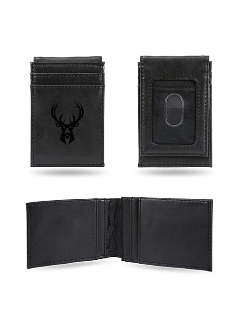 Rico Milwaukee Bucks Front Pocket Faux Leather Black Wallet