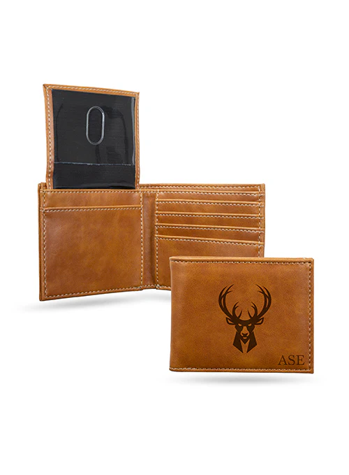 Rico Personalized Milwaukee Bucks Brown Billfold Wallet