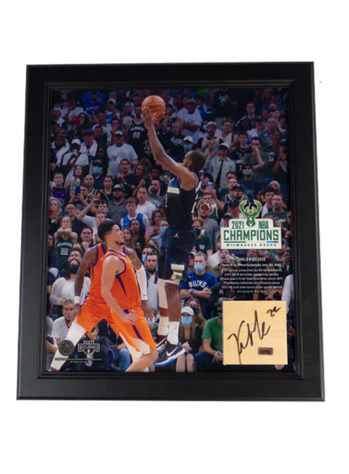 Signed Artsman Bucks Championship Key Moment - Khris Middleton Court Frame