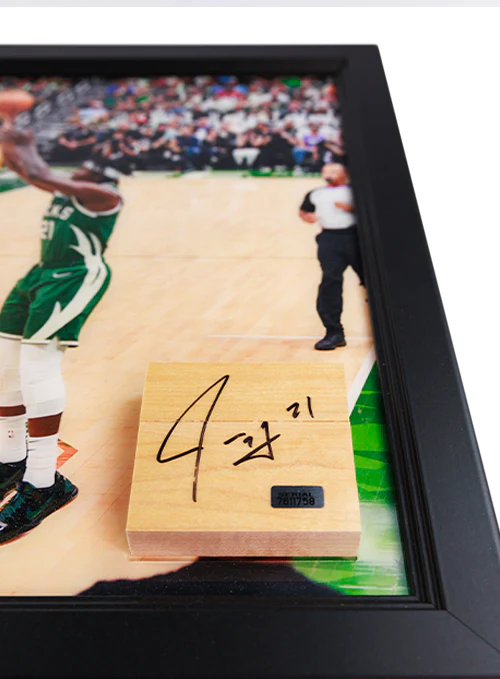 Signed Artsman Bucks Championship Key Moment #3 - Jrue Holiday Court Frame - Image 2