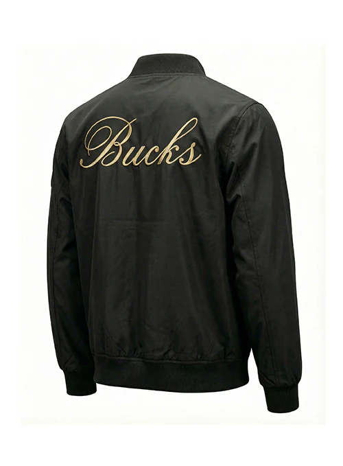 Bucks In Six Leather Ball Milwaukee Bucks Bomber Jacket - Image 2