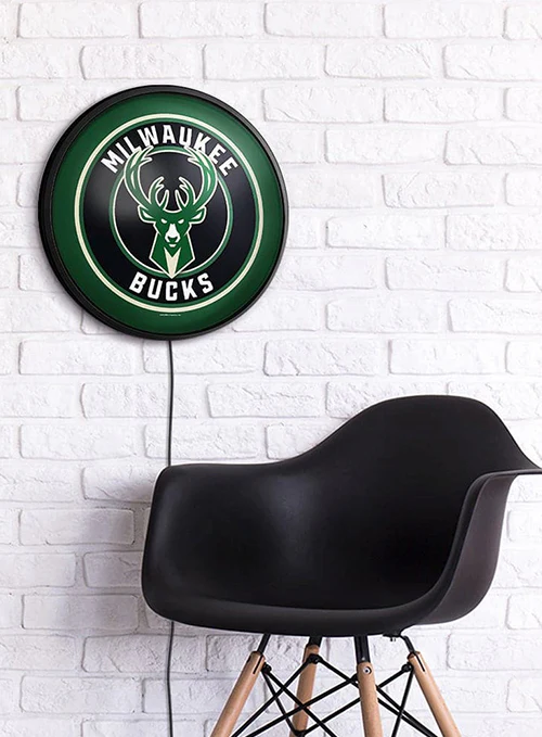 The Fan-Brand Milwaukee Bucks Round Slimline Lighted Wall Sign - Image 2