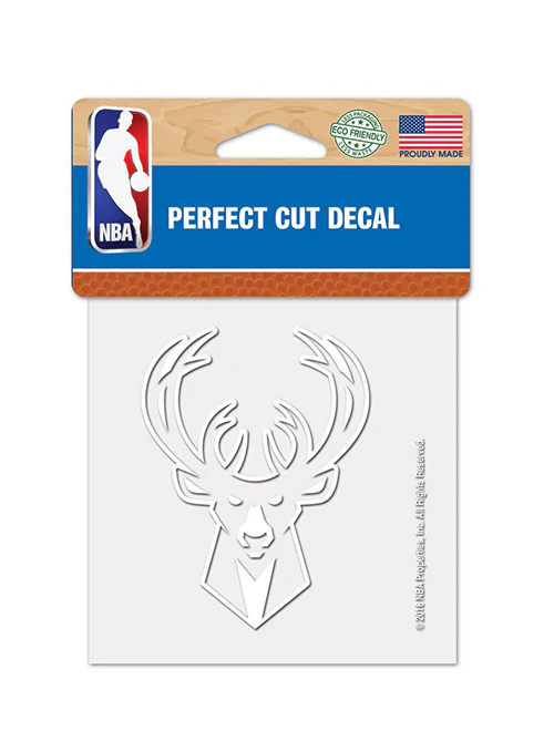 Wincraft Icon 4x4 White Milwaukee Bucks Decal