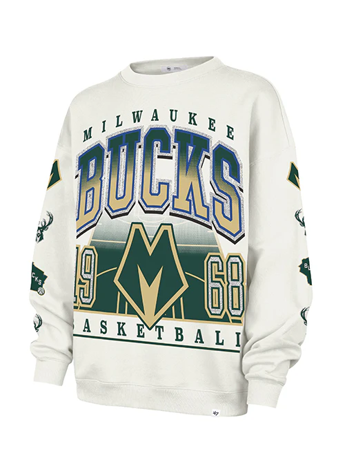 Women's '47 Brand 2025-26 City Edition Milwaukee Bucks Oversized Crewneck Sweatshirt