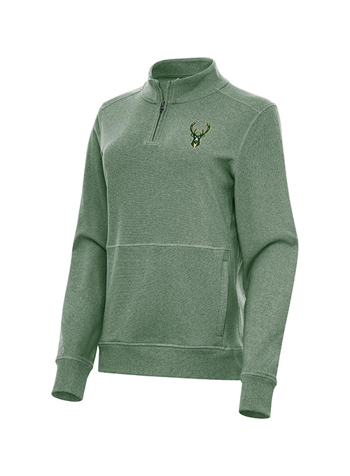 Women's Antigua Brushed Fleece Milwaukee Bucks 1/4 Zip