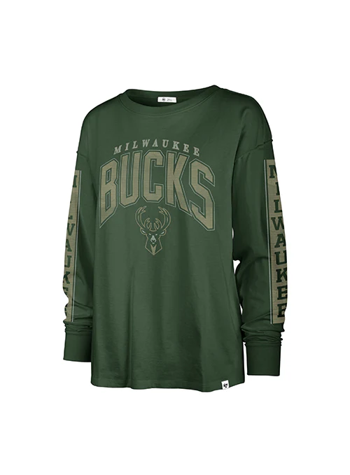Women's '47 Brand Frankie Tomcat Soa Milwaukee Bucks Long Sleeve T-Shirt