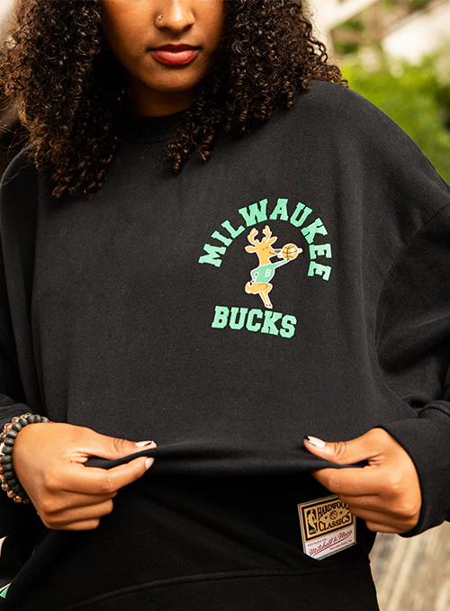 Women's Mitchell & Ness HWC '68 Founded Milwaukee Bucks Crewneck Sweatshirt - Image 3