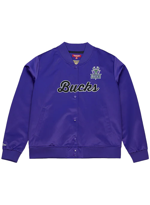 Women's Mitchell & Ness HWC '93 Milwaukee Bucks Script Satin Jacket