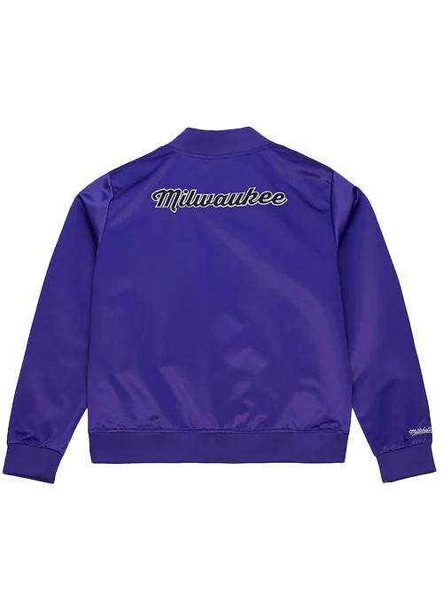 Women's Mitchell & Ness HWC '93 Milwaukee Bucks Script Satin Jacket - Image 2