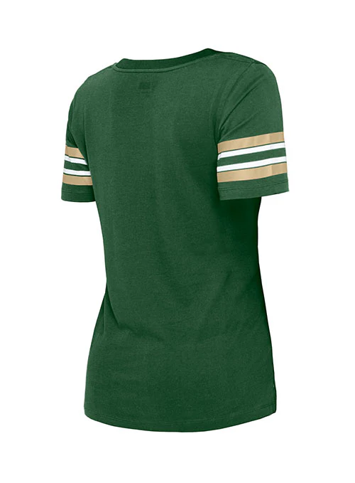 Women's New Era Athletic Stripes Green Milwaukee Bucks T-Shirt - Image 3