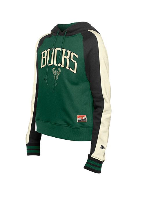 Women's New Era Throwback Milwaukee Bucks Pipe Hooded Sweatshirt