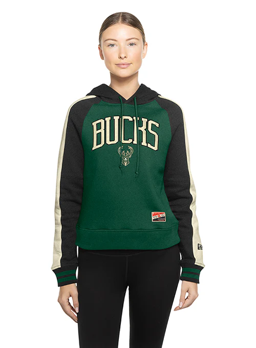 Women's New Era Throwback Milwaukee Bucks Pipe Hooded Sweatshirt - Image 2