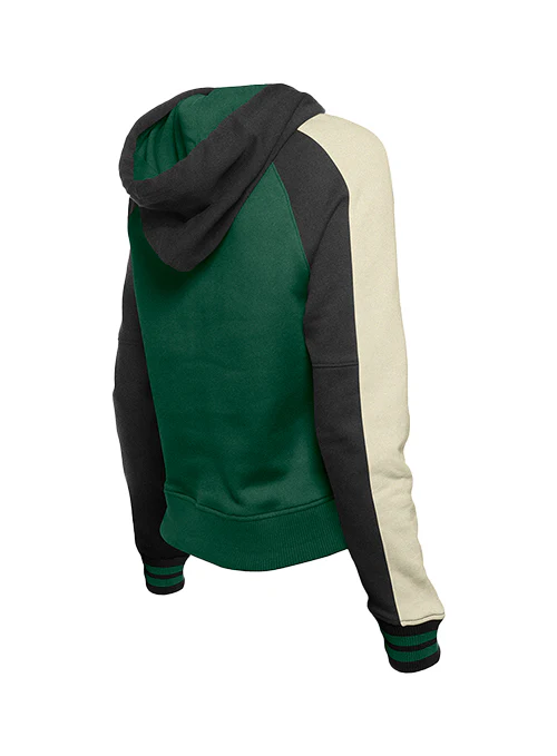 Women's New Era Throwback Milwaukee Bucks Pipe Hooded Sweatshirt - Image 3