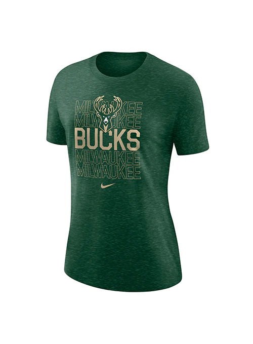 Women's Nike Varsity Repeating Team Milwaukee Bucks T-Shirt