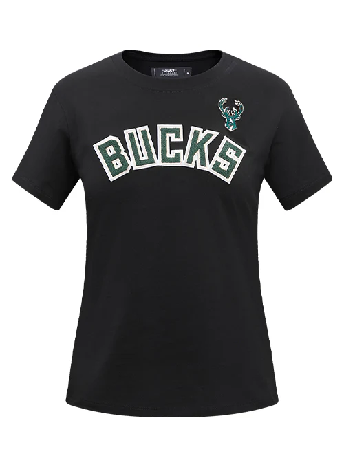 Women's Pro Standard Classic Black Milwaukee Bucks Slim Fit T-Shirt