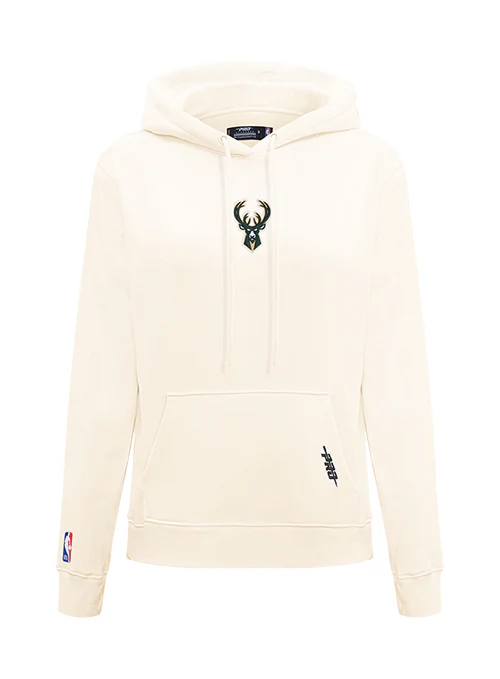 Women's Pro Standard Classic Icon Eggshell Milwaukee Bucks Hooded Sweatshirt