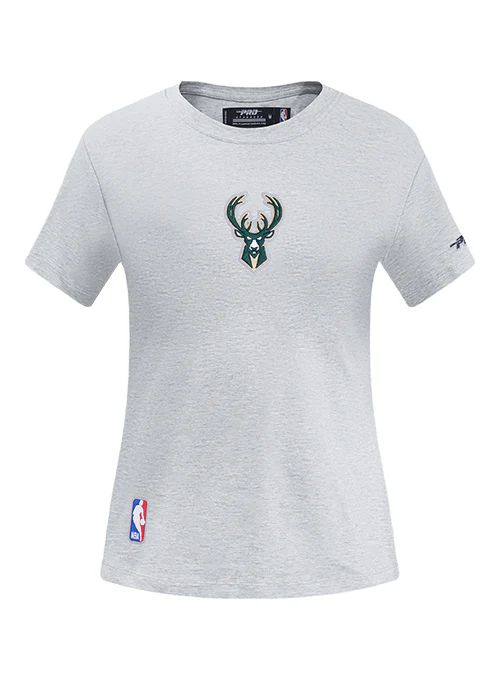 Women's Pro Standard Classic Icon Heather Grey Milwaukee Bucks T-Shirt