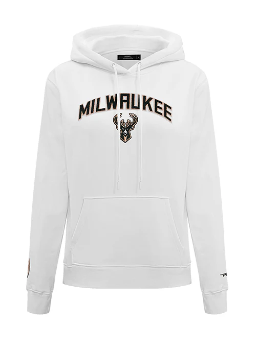 Women's Pro Standard Classic White Milwaukee Bucks Hooded Sweatshirt