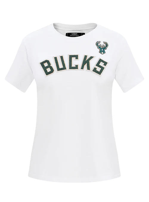 Women's Pro Standard Classic White Milwaukee Bucks Slim Fit T-Shirt