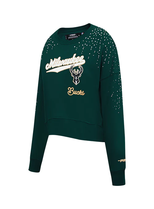 Women's Pro Standard Legacy Milwaukee Bucks Crewneck Sweatshirt - Image 3