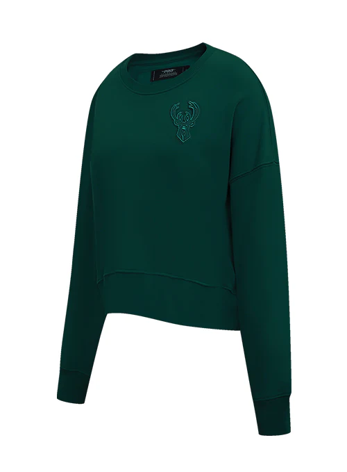 Women's Pro Standard Milwaukee Bucks Pine Neutral Crewneck Sweatshirt - Image 3