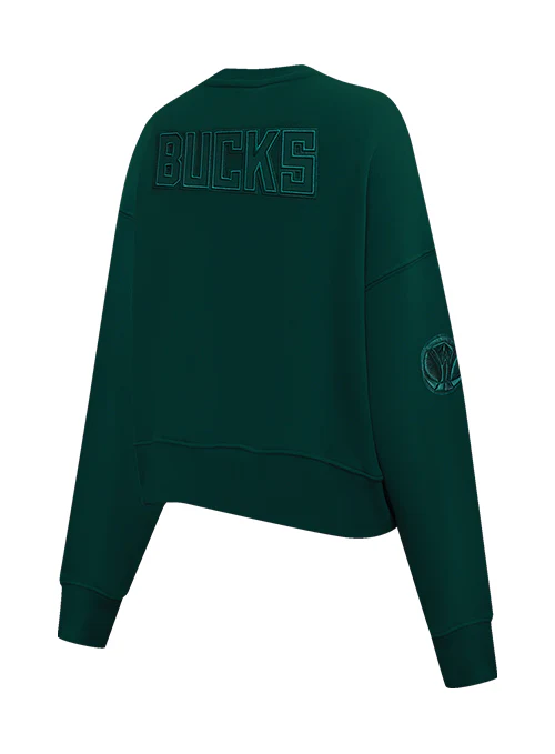 Women's Pro Standard Milwaukee Bucks Pine Neutral Crewneck Sweatshirt - Image 4
