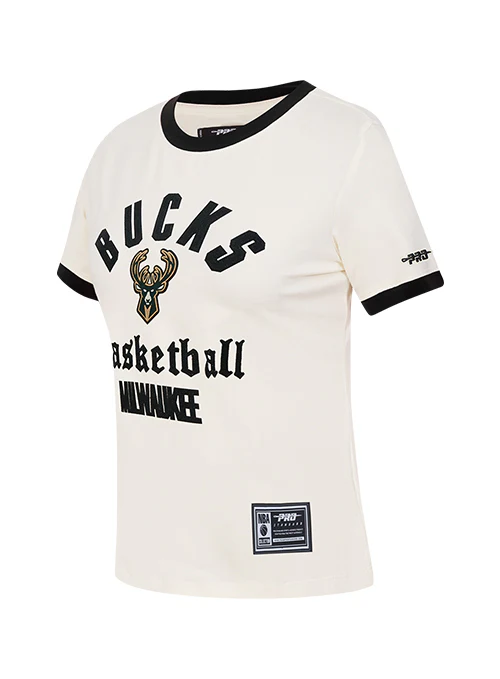 Women's Pro Standard Modern Original Milwaukee Bucks Ringer T-Shirt - Image 3