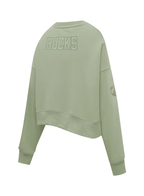 Women's Pro Standard Neutral Moss Milwaukee Bucks Crewneck Sweatshirt - Image 3