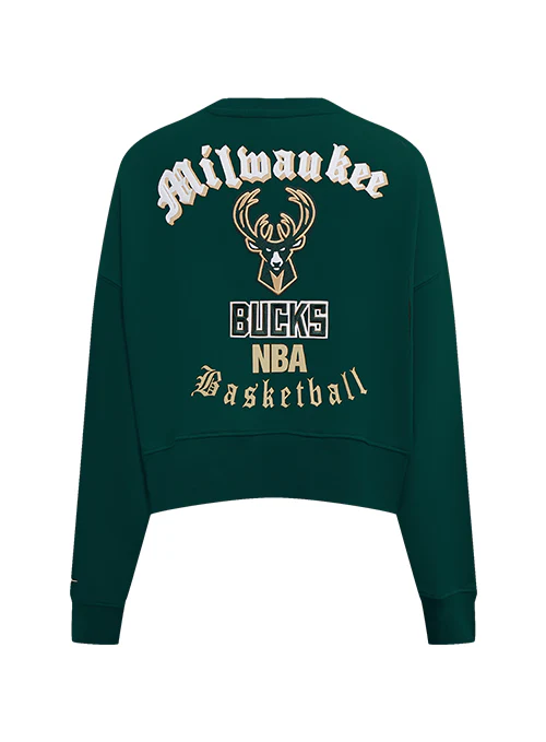 Women's Pro Standard Old English Milwaukee Bucks Crewneck Sweatshirt - Image 2