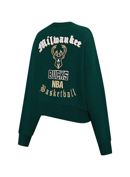 Women's Pro Standard Old English Milwaukee Bucks Crewneck Sweatshirt - Image 4