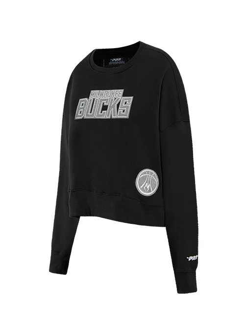 Women's Pro Standard Reverse Terry Milwaukee Bucks Crewneck Sweatshirt - Image 3
