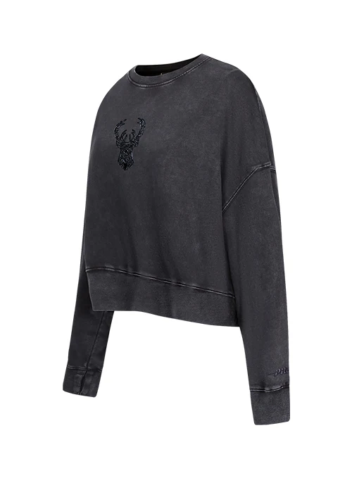 Women's Pro Standard Vanguard Washed Milwaukee Bucks Crewneck Sweatshirt - Image 4