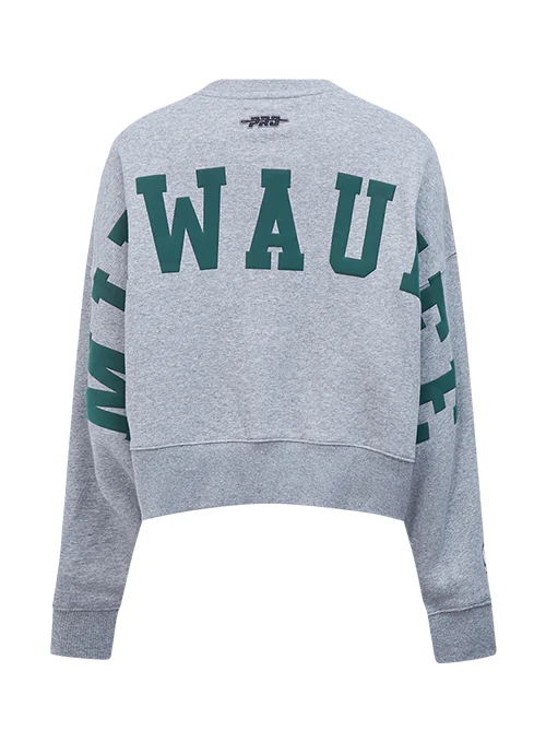 Women's Pro Standard Wingspan Milwaukee Bucks Crewneck Sweatshirt - Image 2