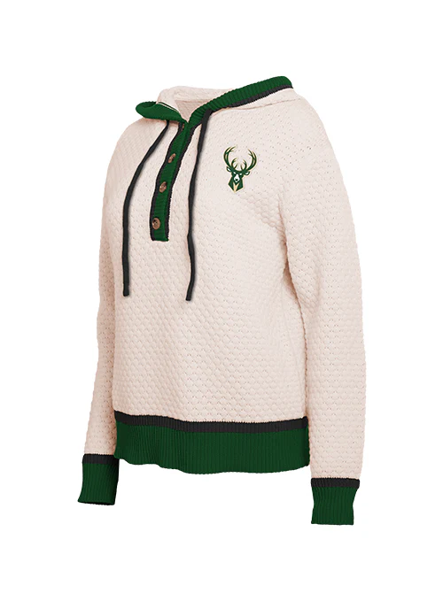 Women's Wear By Erin Andrews Back Script Milwaukee Bucks Hooded Sweater