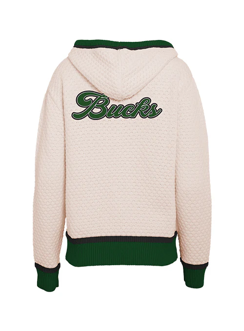 Women's Wear By Erin Andrews Back Script Milwaukee Bucks Hooded Sweater - Image 2
