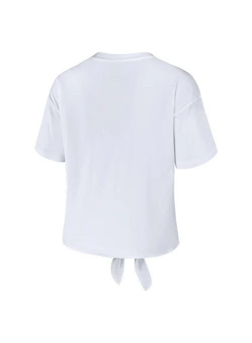 Women's Wear By Erin Andrews Tie Front White Milwaukee Bucks T-Shirt - Image 2