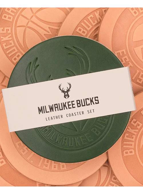 4-Pack Milwaukee Bucks Leather Coasters - Image 3