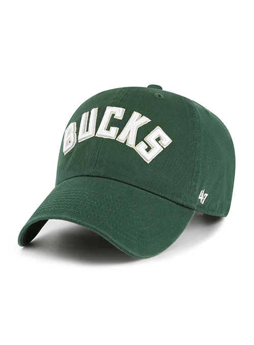 Youth '47 Brand Clean Up Wordmark Green Milwaukee Bucks Adjustable Hat