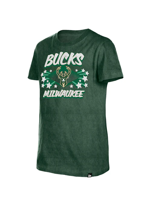 Youth Girl's New Era Stars Milwaukee Bucks T-Shirt