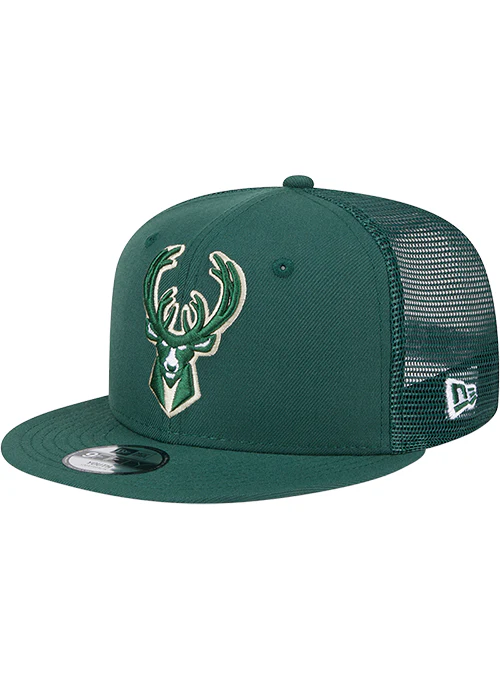 Youth New Era 9Fifty Milwaukee Bucks Trucker Snapback Hat